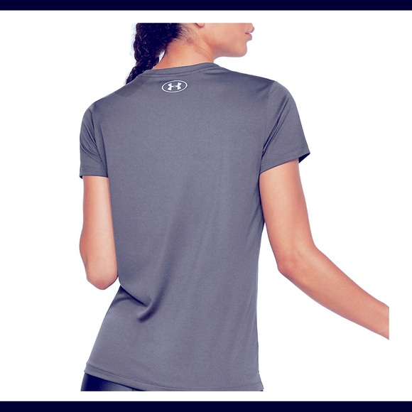 NEW UNDER ARMOUR Heatgear Tee Shirt V Neck Gray Small Women’s UNISEX NWOT - Picture 2 of 16